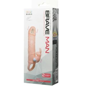 BAILE - BRAVE MAN FUNDA PENE CON RABBIT VIBRADOR 16.5 CM NATURAL - Image 8
