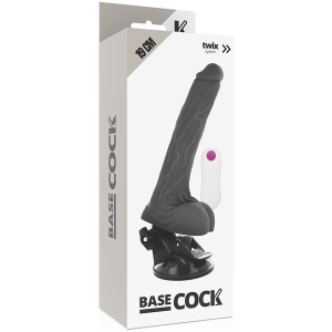 VIBRADOR REALÍSTICO BASECOCK PRETO (COM TESTÍCULOS E COMANDO) | 19 CM - Image 4