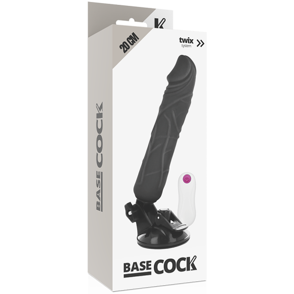 VIBRADOR REALÍSTICO BASECOCK PRETO (COM COMANDO) | 20 CM