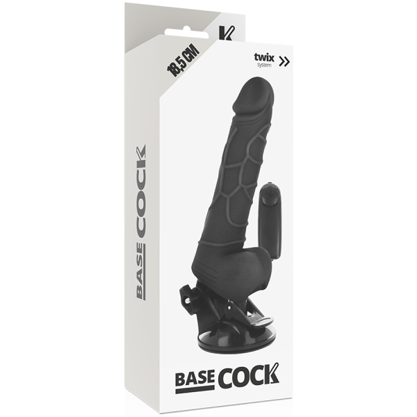 VIBRADOR REALÍSTICO BASECOCK PRETO (COM COMANDO) | 18,5 CM