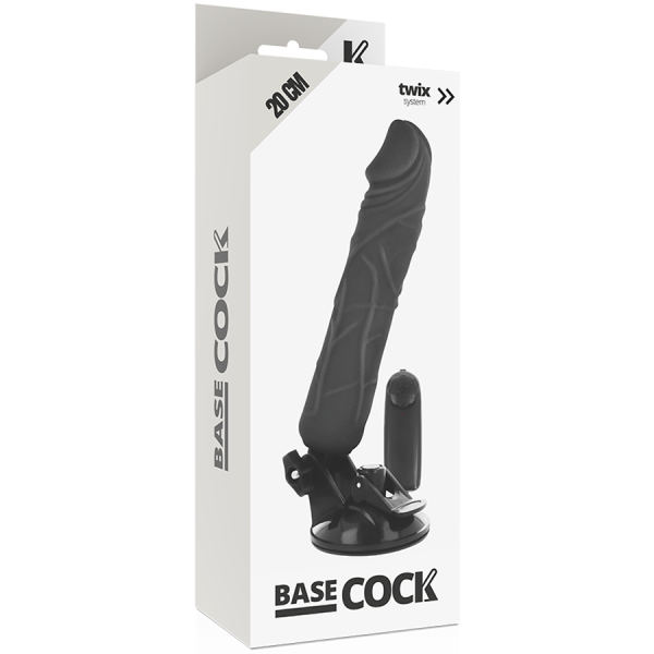 VIBRADOR REALÍSTICO BASECOCK PRETO (COM COMANDO) | 20 CM
