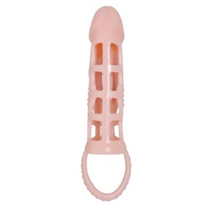BAILE - FUNDA EXTENSORA PENE CON VIBRACIÓN Y STRAP NATURAL 13.5 CM - Image 5