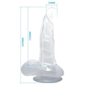 BAILE - DILDO REALÍSTICO CON VENTOSA Y TESTÍCULOS 16.7 CM TRANSPARENTE - Image 5