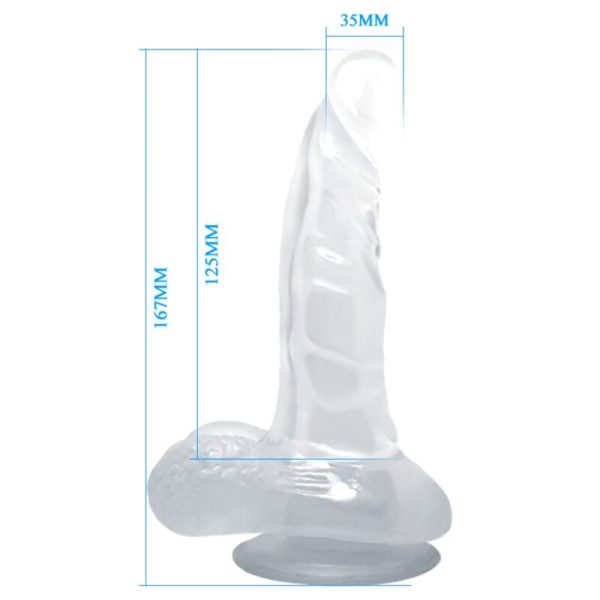 BAILE - DILDO REALÍSTICO CON VENTOSA Y TESTÍCULOS 16.7 CM TRANSPARENTE