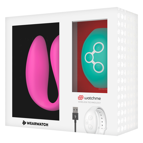 VIBRADOR PARA CASAL WEARWATCH COM CONTROLO REMOTO (FÚCSIA / AQUAMARINE)