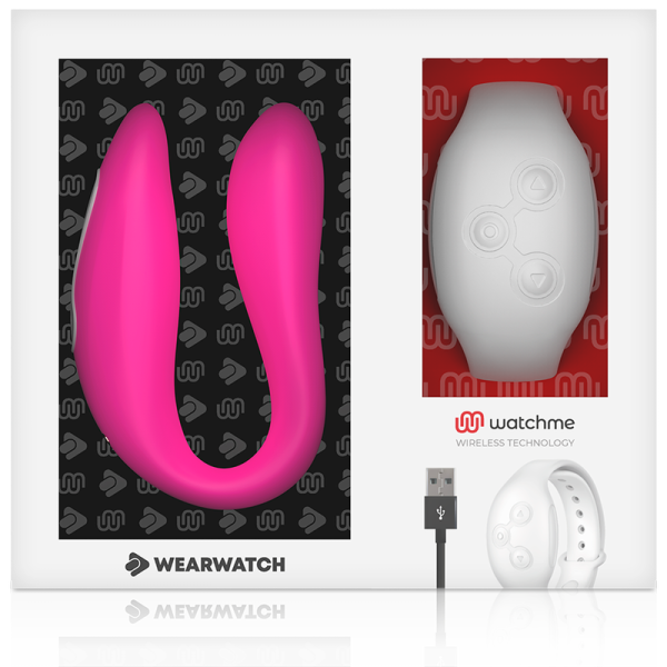VIBRADOR PARA CASAL WEARWATCH COM CONTROLO REMOTO (FÚCSIA / NEVE)