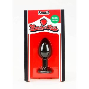 PLUG ANAL DE SILICONE PEQUENO COM JOIA PRETO CANDY LUST - Image 4