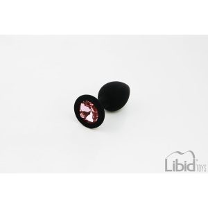 PLUG ANAL DE SILICONE PEQUENO COM JOIA PRETO CANDY LUST - Image 1