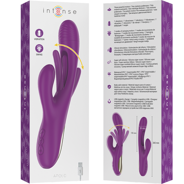 VIBRADOR RABBIT APOLO COM LÍNGUA (ROXO)