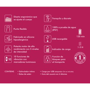 SHUNGA - EXPOSITOR 6 MASAJEADORES INTIMOS FUCSIA - Image 2