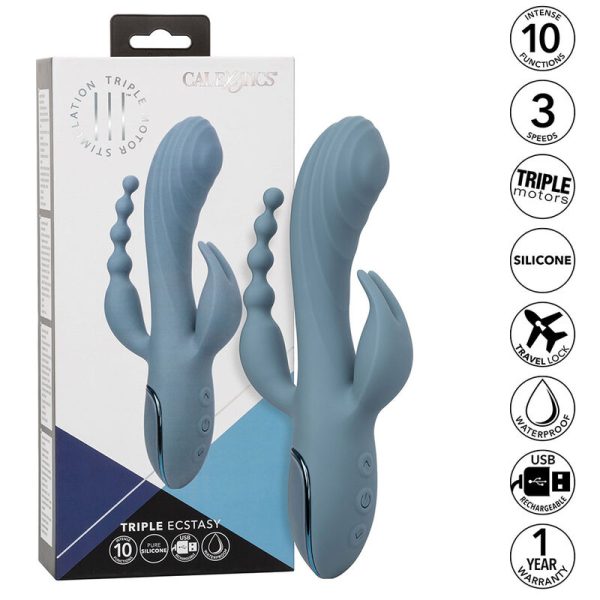 VIBRADOR RABBIT TRIPLE ECSTASY (CINZENTO)