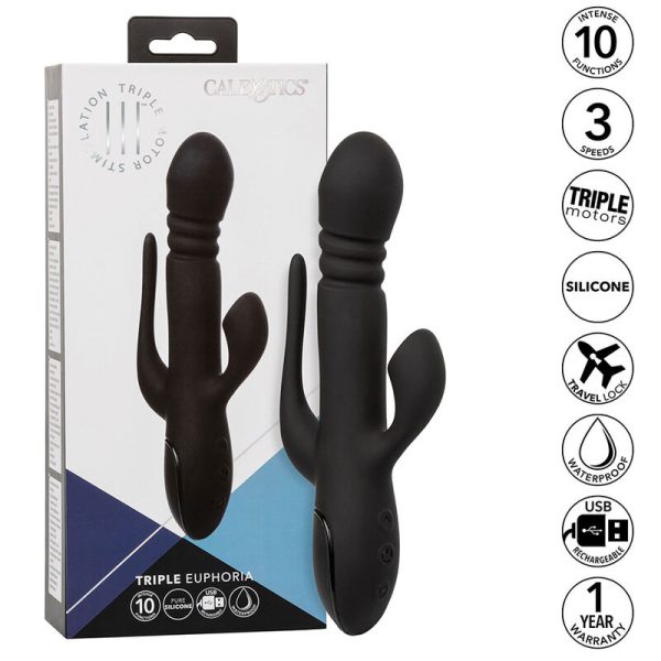 VIBRADOR RABBIT TRIPLE EUPHORIA (PRETO)