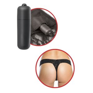 FETISH FANTASY SERIES - TANGA DE ENCAJE NEGRO CON VIBRADOR - Image 3