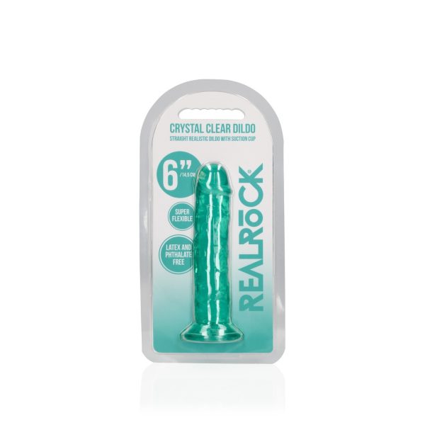 DILDO STRAIGHT REALISTIC CRYSTAL CLEAR 6 /14,5 CM VERDE REALROCK