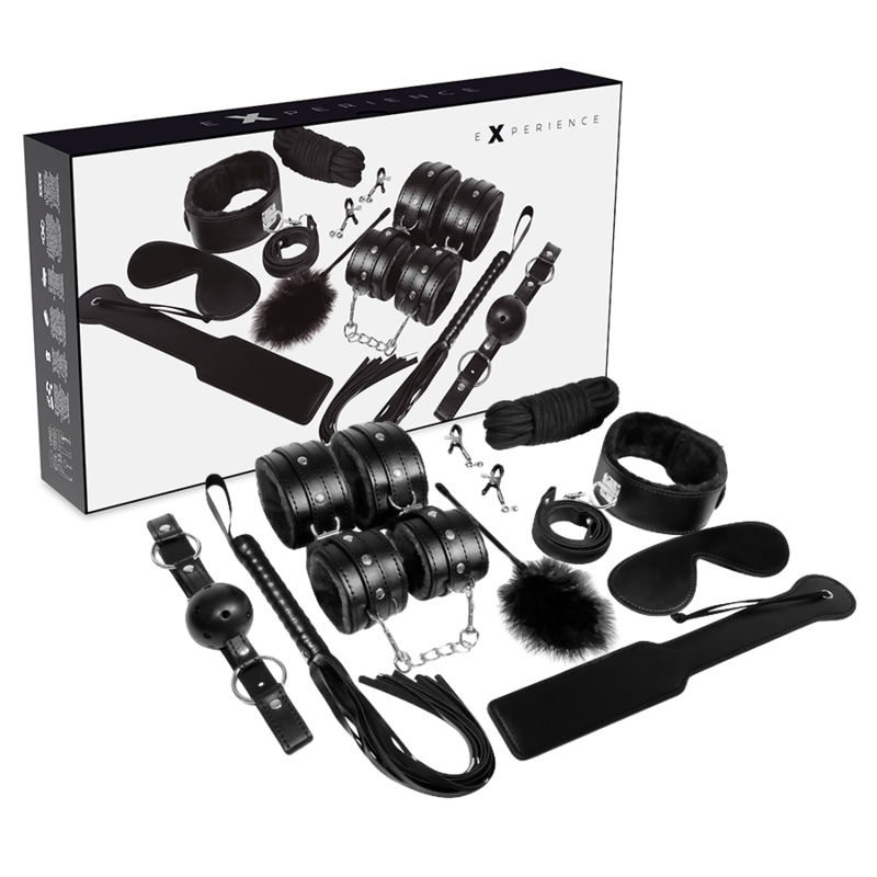 KIT DE ACESSÓRIOS BDSM EXPERIENCE (PRETO)