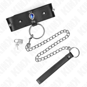 COLEIRA BDSM DIAMANTES AZUIS COM TRELA 65 CM | 36-43 CM X 5 CM - Image 3