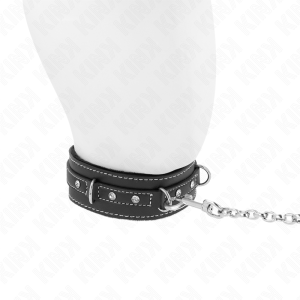 COLEIRA BDSM DE COURO PVC COM TRELA 105 CM E DIAMANTES DE IMITAÇÃO | 41.5 X 4 CM - Image 4