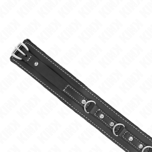 COLEIRA BDSM DE COURO PVC COM TRELA 105 CM E DIAMANTES DE IMITAÇÃO | 41.5 X 4 CM - Image 5