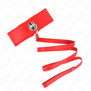 COLEIRA BDSM TACHAS COM TRELA 116 CM #4 (VERMELHO) | 40-48 CM X 6 CM - Image 4