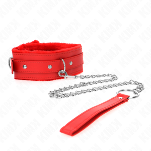 COLEIRA BDSM COM TRELA 65 CM (VERMELHO) | 36-42 CM X 5.5 CM - Image 2