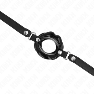 MORDAÇA BDSM LABIAL COM CORREIA DE COURO ECOLÓGICO (PRETO) - Image 4