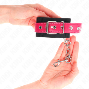 ALGEMAS BDSM NYLON E COURO PVC (ROSA) | 19-29 CM X 5.1 CM - Image 3