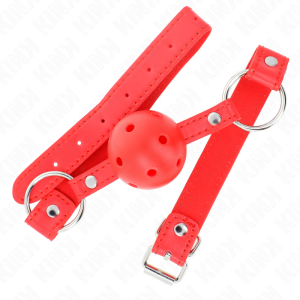 MORDAÇA BDSM BOLA DUPLO REBITE #2 (VERMELHO) - Image 2