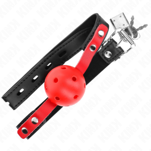MORDAÇA BDSM BOLA DURA OCA (VERMELHO / PRETO) - Image 4