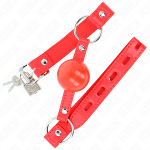 MORDAÇA BDSM BOLA COM CADEADO (VERMELHO) - Image 2