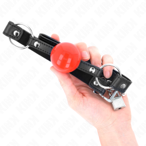 MORDAÇA BDSM BOLA COM CADEADO (VERMELHO / PRETO) - Image 4