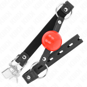 MORDAÇA BDSM BOLA COM CADEADO (VERMELHO / PRETO) - Image 2