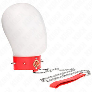 COLEIRA BDSM DIAMANTES COM TRELA 65 CM (VERMELHO) | 35-51 CM X 7 CM - Image 2