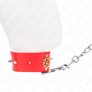 COLEIRA BDSM DIAMANTES COM TRELA 65 CM (VERMELHO) | 35-51 CM X 7 CM - Image 3