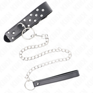 COLEIRA BDSM REBITES COM TRELA 65 CM (PRETO) | 36-50 CM X 3.8 CM - Image 4