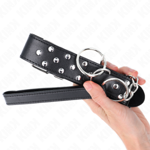 COLEIRA BDSM REBITES COM TRELA 65 CM (PRETO) | 36-50 CM X 3.8 CM - Image 5