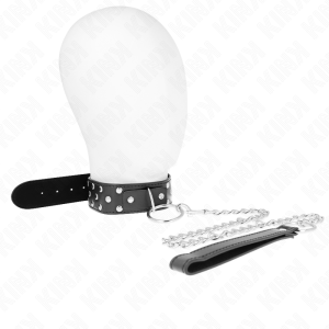 COLEIRA BDSM REBITES COM TRELA 65 CM (PRETO) | 36-50 CM X 3.8 CM - Image 3