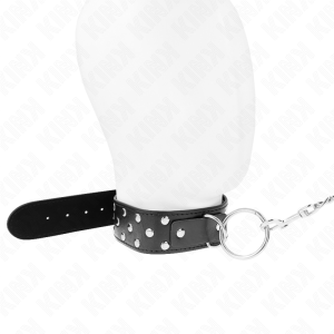 COLEIRA BDSM REBITES COM TRELA 65 CM (PRETO) | 36-50 CM X 3.8 CM - Image 2