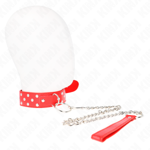 COLEIRA BDSM REBITES COM TRELA 65 CM (VERMELHO) | 36-50 CM X 3.8 CM - Image 2