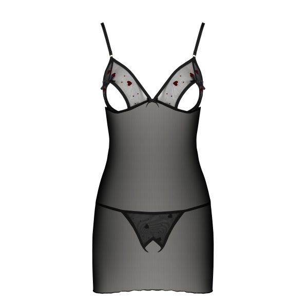 CAMISA DE NOITE E TANGA LOVELIA (PRETO) 2 CAMISA DE NOITE E TANGA LOVELIA (PRETO)