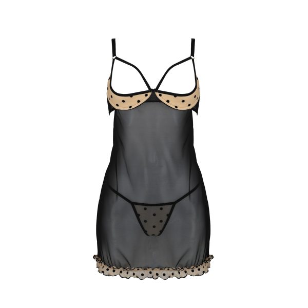 CAMISA DE NOITE E TANGA MARTINA (BEGE)