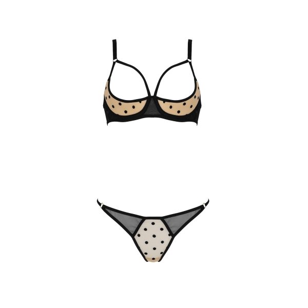 CONJUNTO DE 2 PEÇAS MARTINA COM SUTIÃ ABERTO (BEGE)