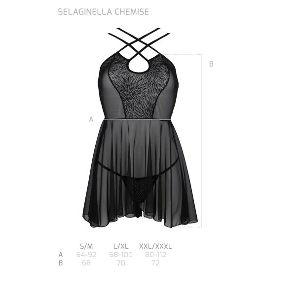 CAMISA DE NOITE E TANGA SELAGINELLA (PRETO)