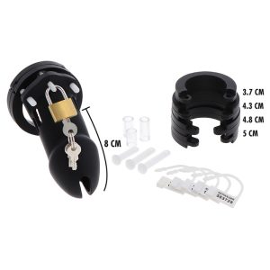 JAULA DE CASTIDADE EXTREME SILICONE (PRETO) | TAMANHO L - Image 3