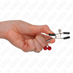 PINÇAS PARA MAMILOS COM SININHOS DUPLOS (VERMELHO) 6 CM - Image 4
