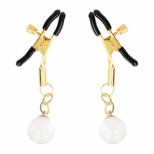 PINÇAS PARA MAMILOS COM PINGENTE DE VIDRO (DOURADO) 6 CM - Image 2