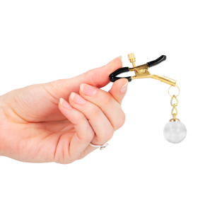 PINÇAS PARA MAMILOS COM PINGENTE DE VIDRO (DOURADO) 6 CM - Image 4