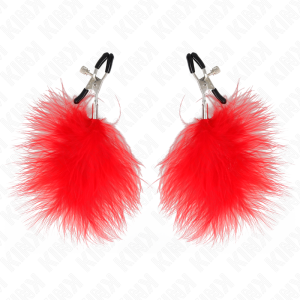 PINÇAS PARA MAMILOS COM PLUMA (VERMELHO) 7 CM - Image 2