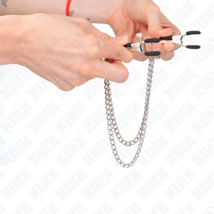 PINÇAS PARA MAMILOS COM CORRENTE DUPLA GROSSA (PRATEADO) | 20/23 CM - Image 4