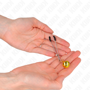 PINÇAS PARA MAMILOS FINA COM SINO (DOURADO) | 7 CM - Image 3