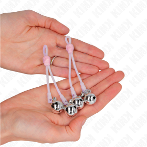 PINÇAS PARA MAMILOS CAVEIRA COM GUIZOS (ROSA / PRATEADO) - Image 3